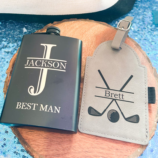 Custom Engraved Black Flask – Personalized Groomsman Gift or Corporate Appreciation