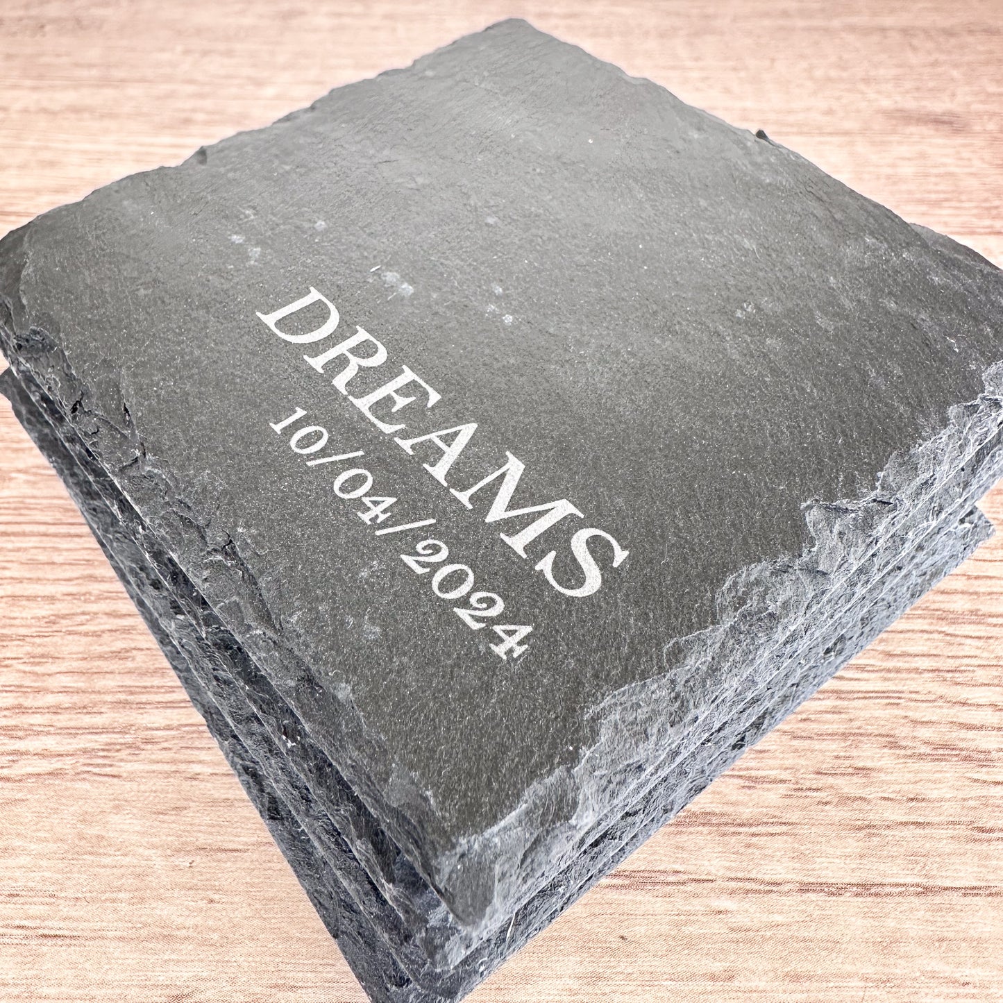 Personalized Engraved Slate Coasters – Custom Wedding, Housewarming, or Anniversary Gift